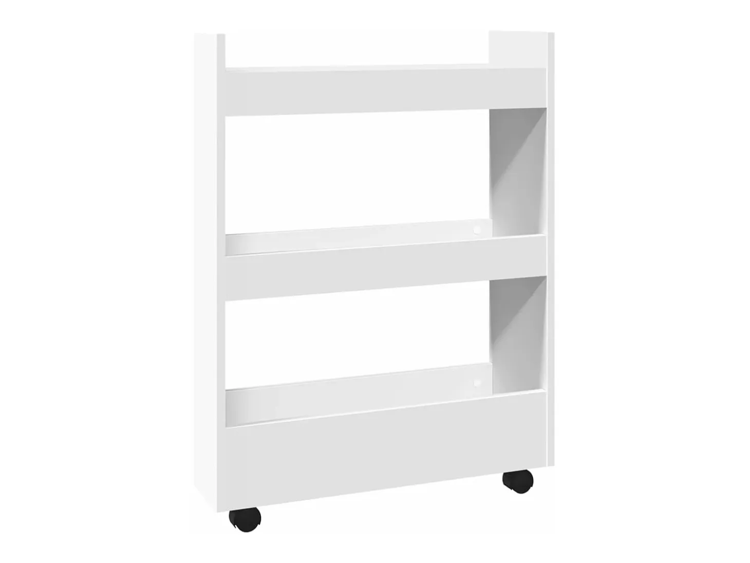 Carrito de almacenaje estrecho de 3 niveles de madera de ingeniería blanca