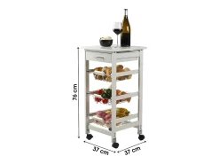 Carrito de almacenamiento blanco con ruedas – 3 cestas, dimensiones 37x37x76 cm – Colección ROLLYX