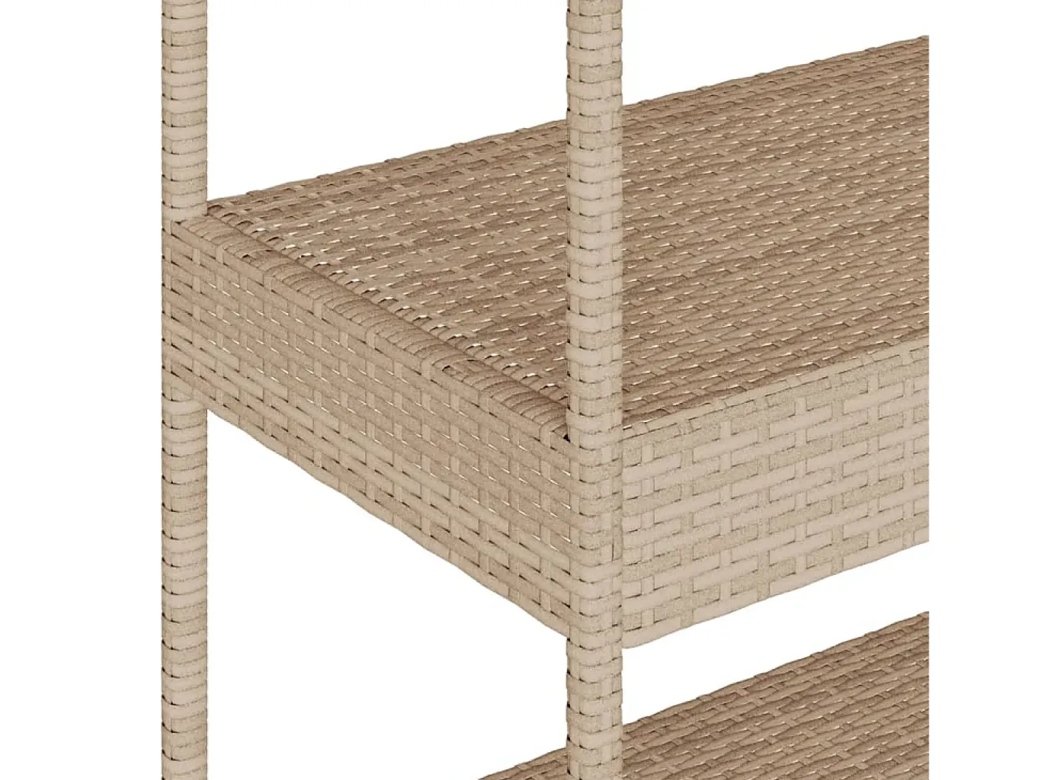 Carrito de bar 3 niveles ratán PE y madera maciza acacia beige