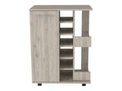 Carrito de Bar con botellero y ruedas , 82.09 cm X 59.99 cm X 37.49 cm , Ceniza