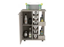 Carrito de Bar con botellero y ruedas , 82.09 cm X 59.99 cm X 37.49 cm , Ceniza