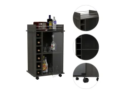 Carrito de Bar Dukat, con ruedas y puerta de cristal 89CM A X 55CM An X 41.5CM P Carbón
