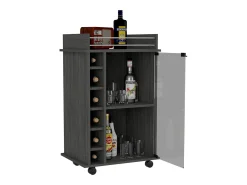 Carrito de Bar Dukat con ruedas y puerta de cristal , 88.9 cm X 54.86 cm X 41.40 cm , Gris