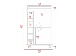 Carrito de Bar Dukat en melamina con 6 botelleros , 3 estantes y 4 ruedas , blanco , 89 cm X 55 cm X 41.5 cm