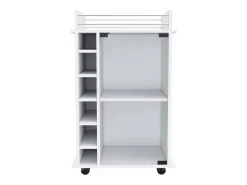 Carrito de Bar Dukat en melamina con 6 botelleros , 3 estantes y 4 ruedas , blanco , 89 cm X 55 cm X 41.5 cm