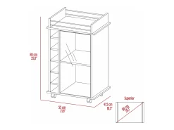 Carrito de Bar Dukat en melamina con 6 botelleros , 3 estantes y 4 ruedas , blanco , 89 cm X 55 cm X 41.5 cm