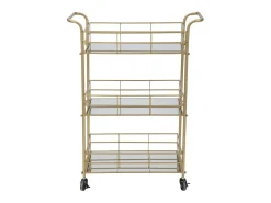 Carrito de bar rectangular dorado con estantes de vidrio espejado Glammy