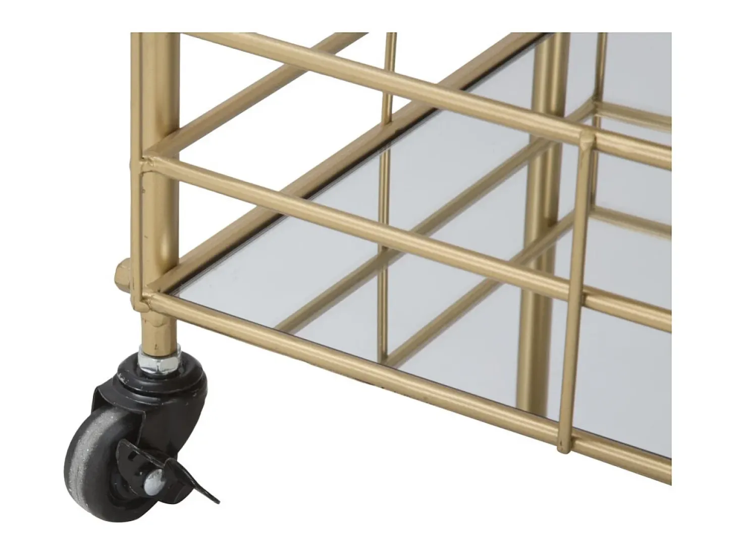 Carrito de bar rectangular dorado con estantes de vidrio espejado Glammy