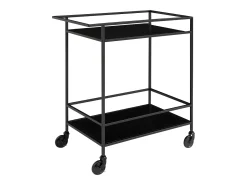 Carrito de bar VITA – Madera natural o metal negro/blanco-Color ribete verde crudo