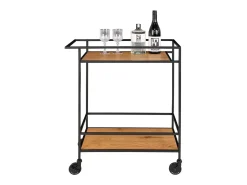 Carrito de bar VITA – Madera natural o metal negro/blanco-Color ribete verde crudo