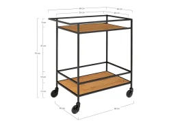 Carrito de bar VITA – Madera natural o metal negro/blanco-Color ribete verde crudo