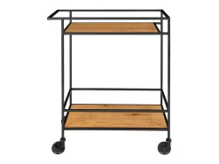 Carrito de bar VITA – Madera natural o metal negro/blanco-Color ribete verde crudo