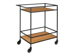 Carrito de bar VITA – Madera natural o metal negro/blanco-Color ribete verde crudo