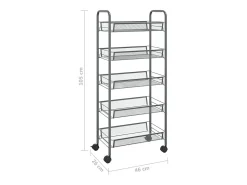Carrito de cocina 5 niveles hierro gris 46x26x105 cm