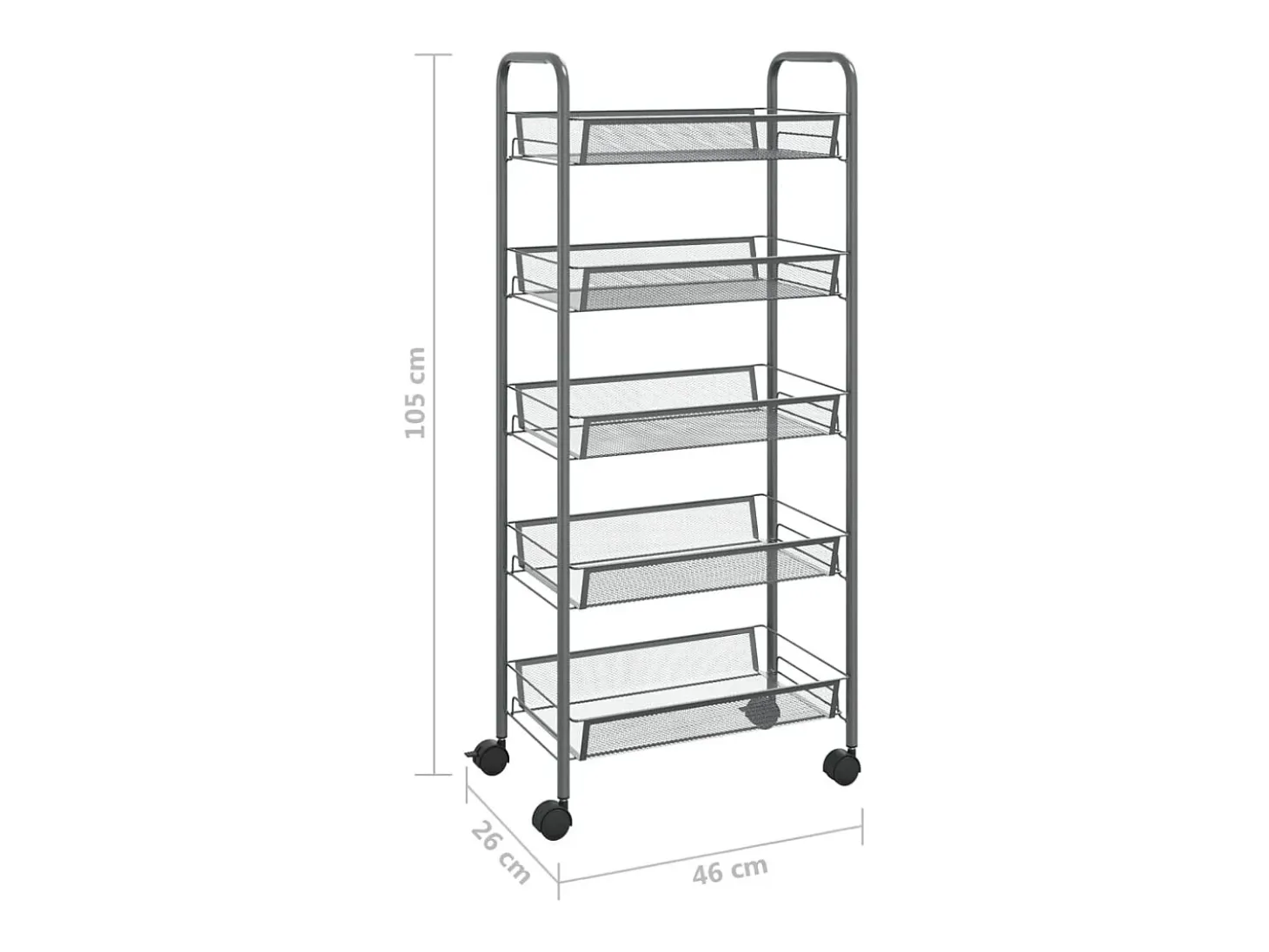 Carrito de cocina 5 niveles hierro gris 46x26x105 cm
