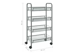Carrito de cocina 4 niveles hierro gris 46x26x85 cm