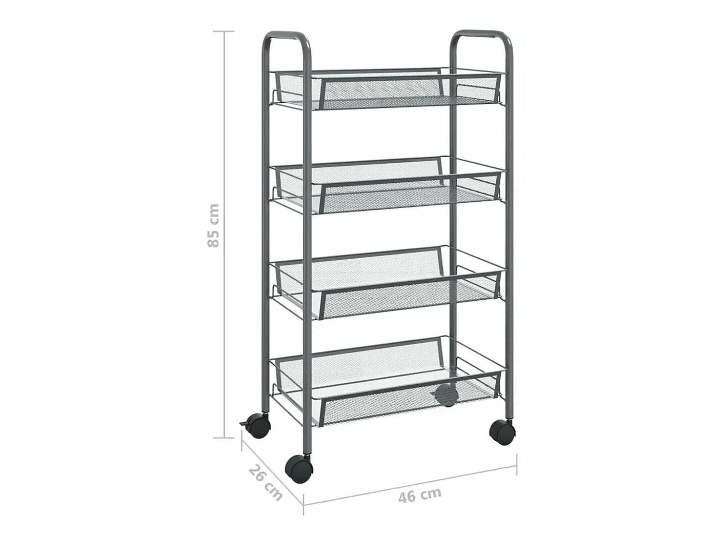 Carrito de cocina 4 niveles hierro gris 46x26x85 cm