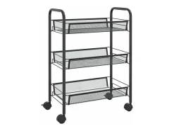 Carrito de cocina 3 niveles hierro negro 46x26x64 cm