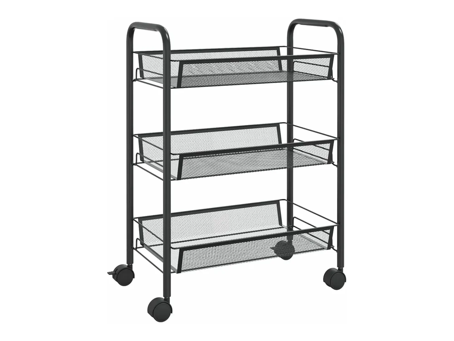 Carrito de cocina 3 niveles hierro negro 46x26x64 cm