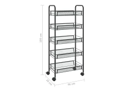 Carrito de cocina 5 niveles hierro negro 46x26x105 cm