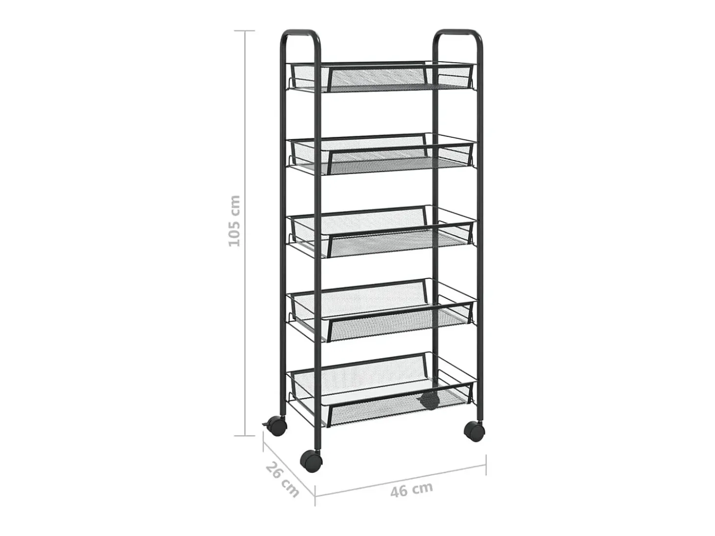 Carrito de cocina 5 niveles hierro negro 46x26x105 cm