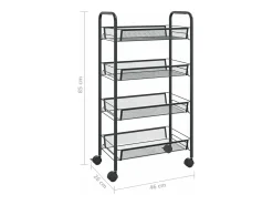 Carrito de cocina 4 niveles hierro negro 46x26x85 cm