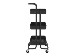 Carrito de cocina 3 niveles hierro y ABS negro 42x35x85 cm