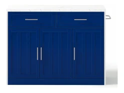 Carrito de cocina azul - Isla de cocina con 2 cajones y 3 puertas - toallero y cable de alimentación de 1,5 m
