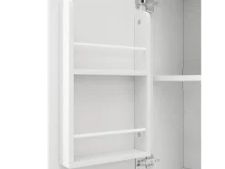 Carrito de cocina blanco con tapa abatible - Isla de cocina de 3 puertas con toallero - Estantes regulables