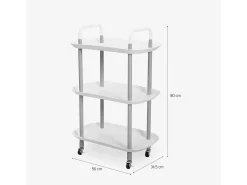 Carrito de cocina camarera de diseño con ruedas y 3 estantes Wala Plus - Negro