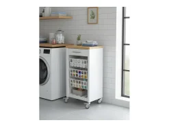 Carrito de cocina, carrito verdulero - color Blanco, Inox, Olmo - 93*48*34 cm - KARA