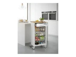 Carrito de cocina, carrito verdulero - color Blanco, Inox, Olmo - 93*48*34 cm - KARA