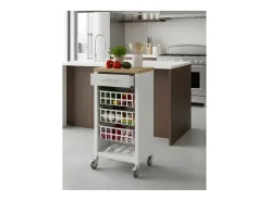 Carrito de cocina, carrito verdulero - color Blanco, Inox, Olmo - 93*48*34 cm - KARA