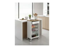 Carrito de cocina, carrito verdulero - color Blanco, Inox, Olmo - 93*48*34 cm - KARA