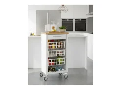 Carrito de cocina, carrito verdulero - color Blanco, Inox, Olmo - 93*48*34 cm - KARA