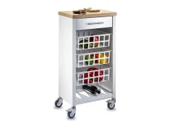 Carrito de cocina, carrito verdulero - color Blanco, Inox, Olmo - 93*48*34 cm - KARA