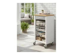 Carrito de cocina, carrito verdulero - color Blanco, Inox, Olmo - 93*48*34 cm - KARA