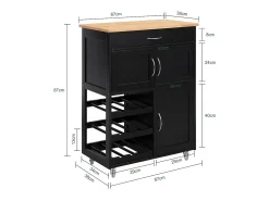 Carrito de Cocina Carrito de Servir con 3 Puertas y 1 cajón L67cmxH87cmxD38cm Negro FKW45-SCH SoBuy ES