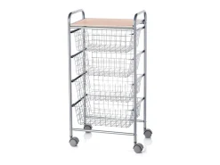 Carrito de cocina, carrito verdulero - 4 cestas de gran capacidad - Gris aluminio, Haya - 86*44*30 cm - BEECH