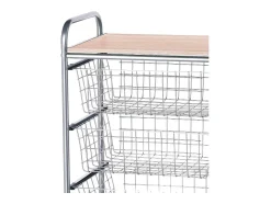 Carrito de cocina, carrito verdulero - 4 cestas de gran capacidad - Gris aluminio, Haya - 86*44*30 cm - BEECH