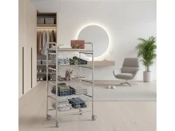 Carrito de cocina, carrito verdulero - 4 cestas de gran capacidad - Gris aluminio, Haya - 86*44*30 cm - BEECH