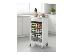 Carrito de cocina, carrito verdulero – Blanco, Inox - 93*48*34cm - MOHER