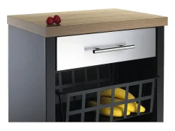 Carrito de cocina, carrito verdulero - color Negro, Inox, Olmo - 93*48*34 cm - KARA