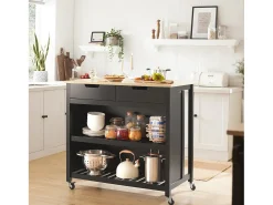 Carrito de Cocina con 2 cajones y 2 estantes,con Tablero Grande,L98 x P58 x H94cm Negro FKW74-SCH SoBuy ES