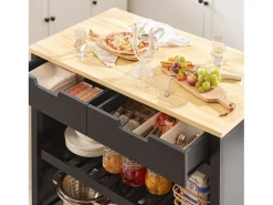 Carrito de Cocina con 2 cajones y 2 estantes,con Tablero Grande,L98 x P58 x H94cm Negro FKW74-SCH SoBuy ES