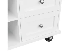Carrito de cocina con 3 estantes de almacenaje, diseño moderno, MDF, blanco, 134x46x92 cm