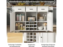 Carrito de cocina con encimera, toallero, especiero, blanco
