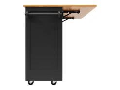 Carrito de cocina con encimera, mueble de comedor, toallero lateral, 140x40x93,5 cm, color negro