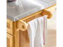 Carrito de Cocina con Piso de Acero,con Tablero Extensible, Carrito de Servir de bambú,L115 x P46 x H92cm FKW69-N SoBuy ES