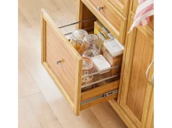 Carrito de Cocina con Piso de Acero, estantería de Cocina, Carrito de Servir de bambú,L115 x P46 x H92cm FKW70-N SoBuy ES
